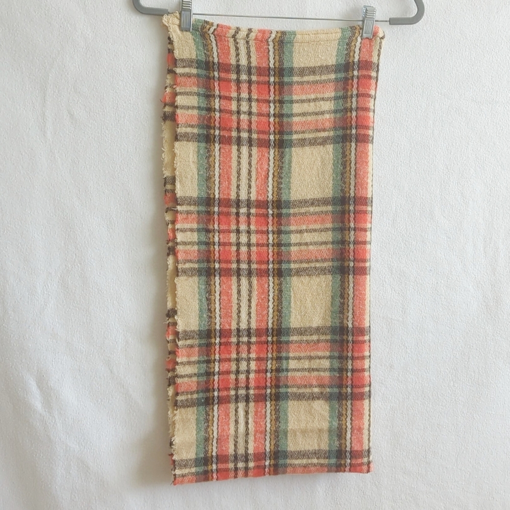 Rook Cream Orange Brown Blue Plaid Autumn Colors Woven Infinity Scarf